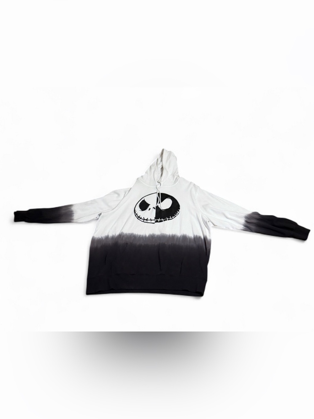 Disney Black and White Dip-Dye Zip-Up Hoodie with Jack Skellington Graphic
